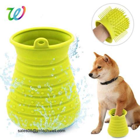 Wholesales  Amazon 2 in 1 Silicone Dog Paw Cleanser  & Grooming Brush Cup